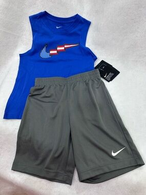 Boy’s Nike Royal Blue Tank and Charcoal Gray Shorts Set